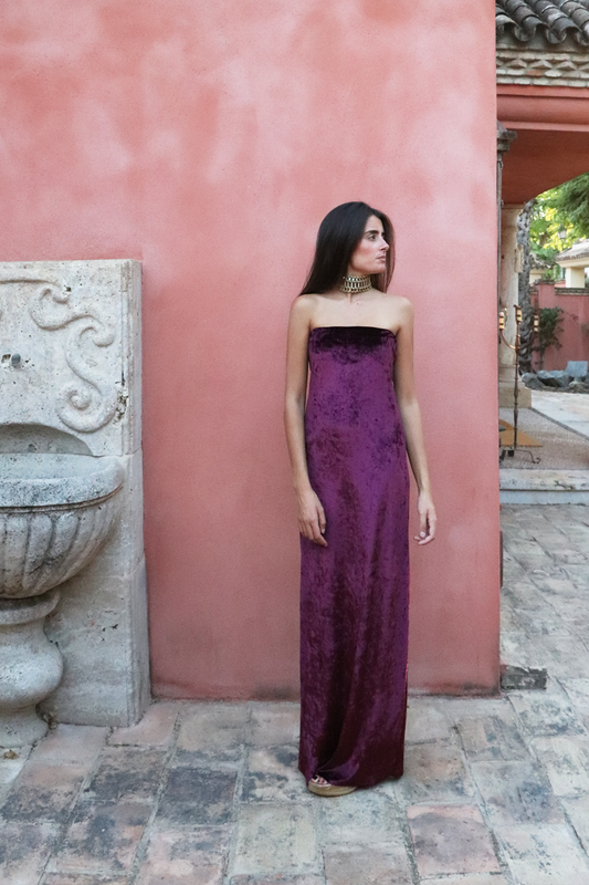 Vestido Terciopelo berenjena oscuro