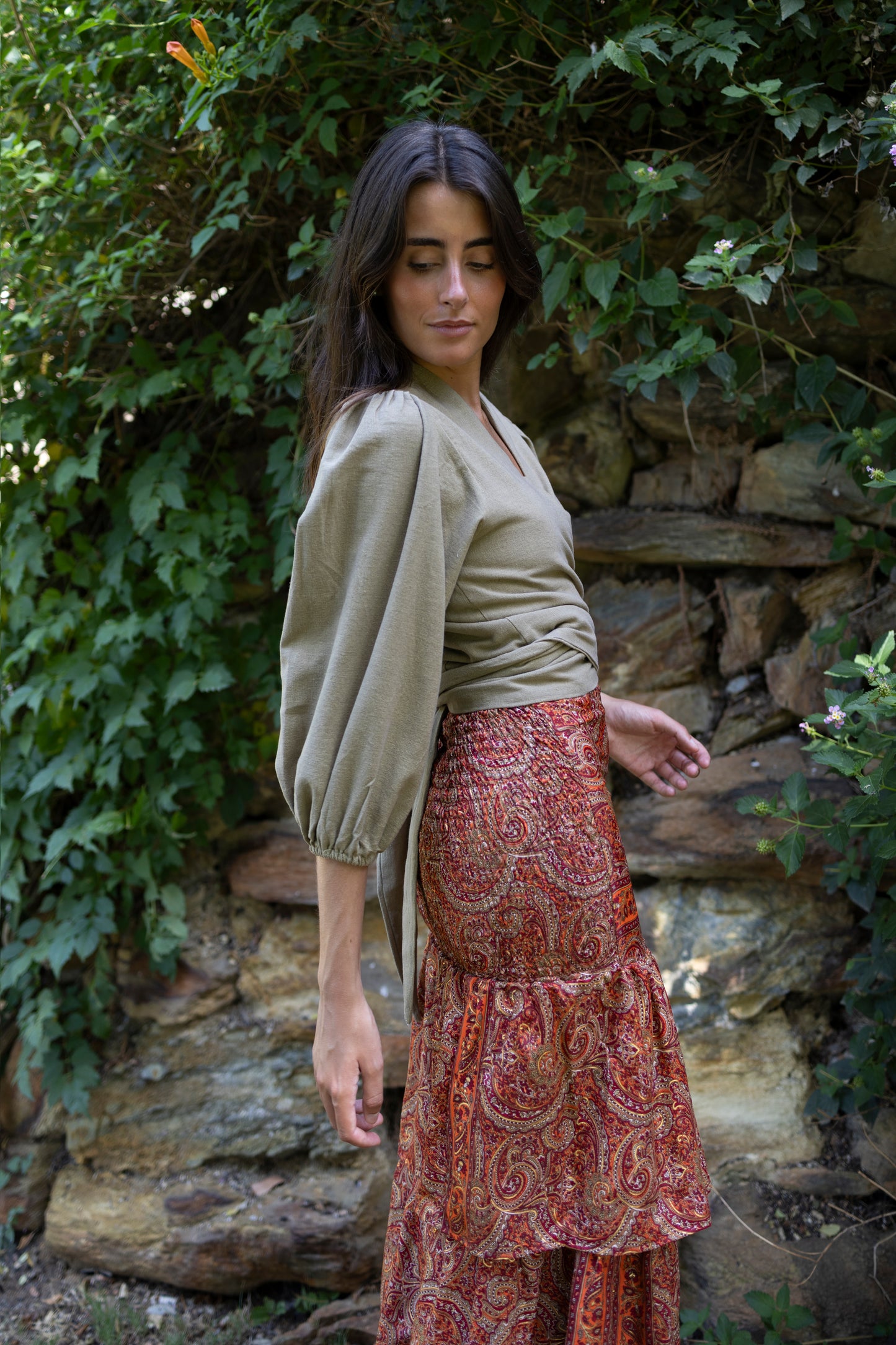 Falda tenerife cashmere burdeos