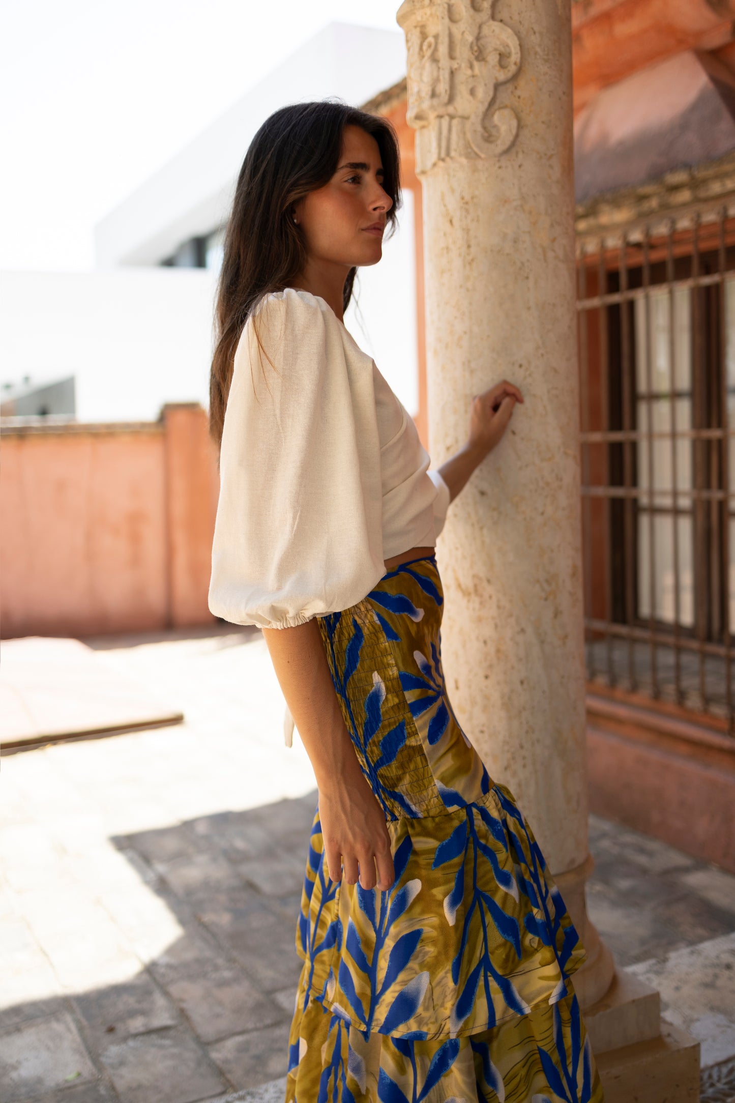 Falda Tenerife hoja lima azul