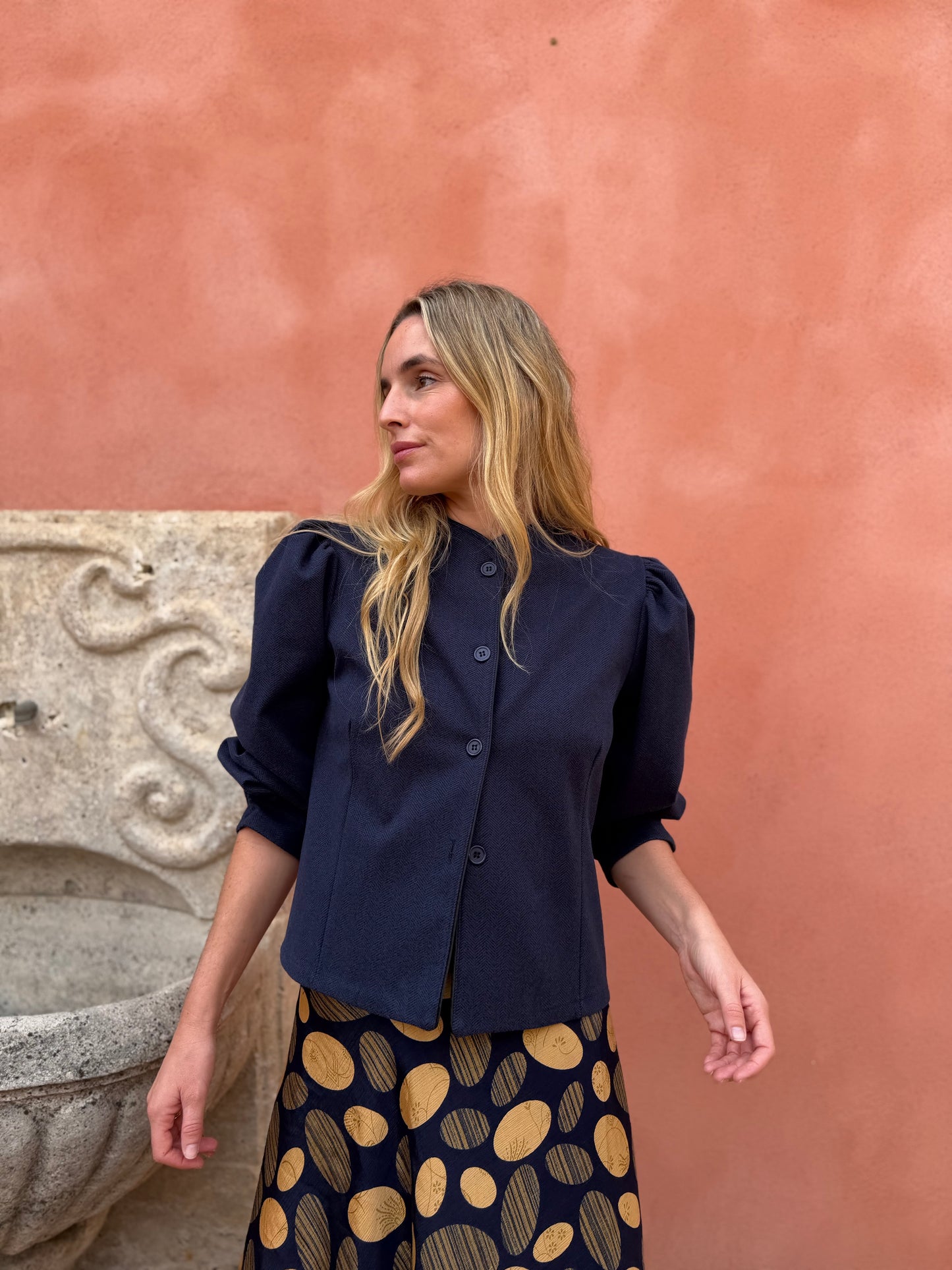 Chaqueta espiga azul marino