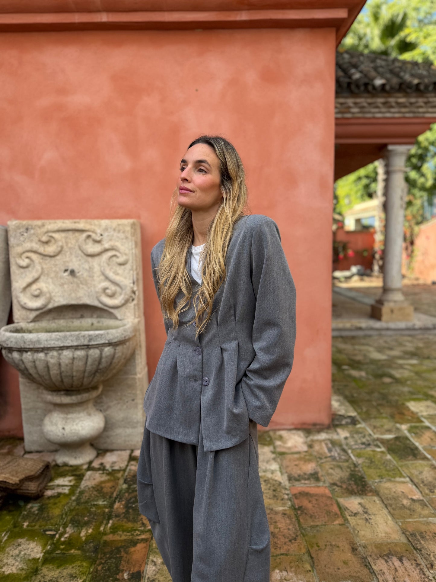 Chaqueta tablas gris