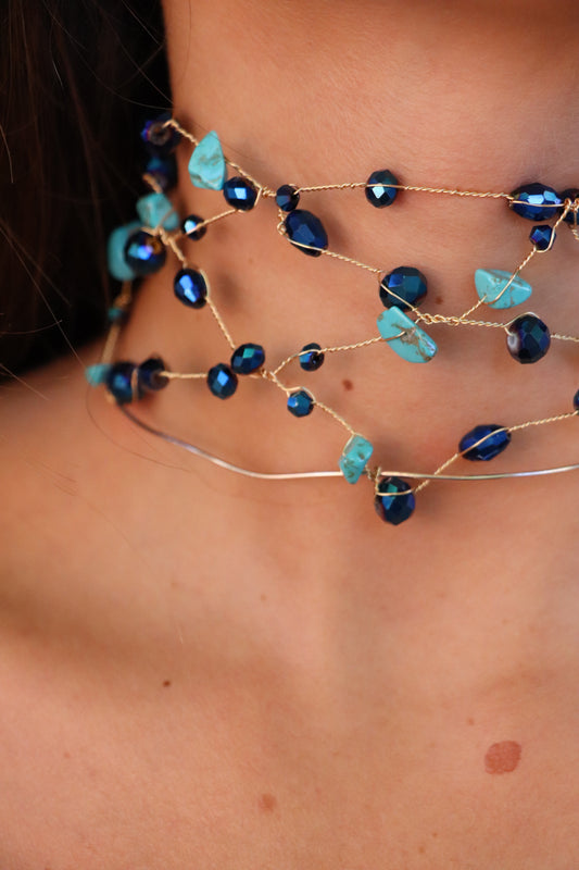 Choker piedras tonos azules