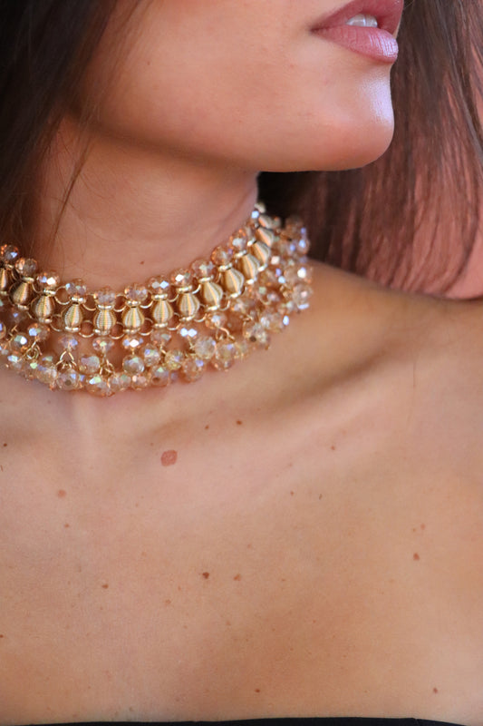 Choker cristal beige