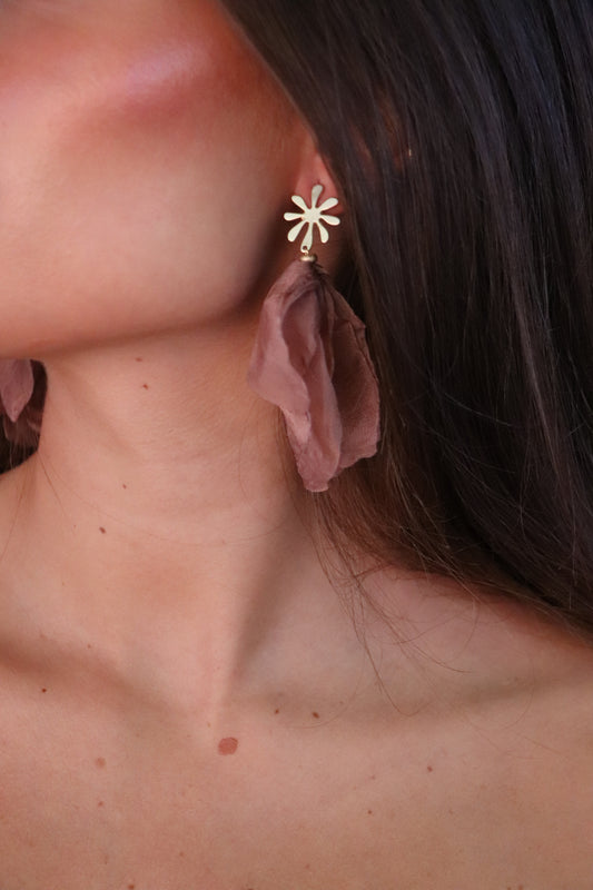 Pendientes flor berenjena
