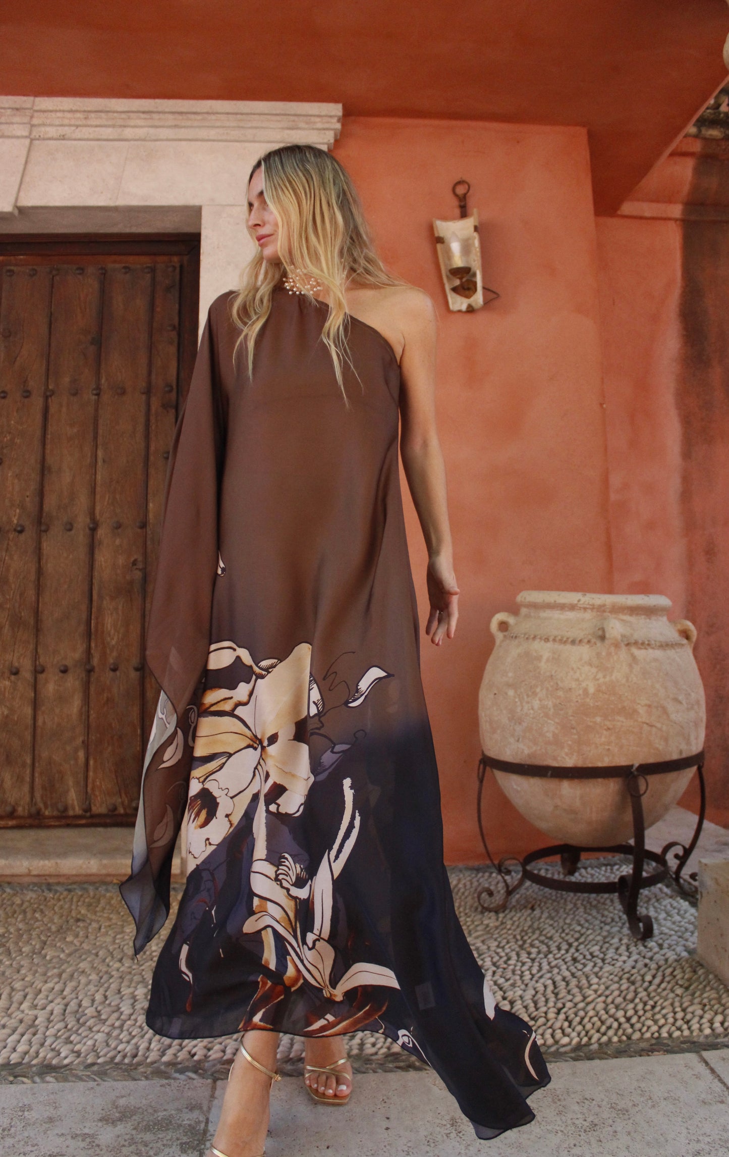 Vestido seda chocolate