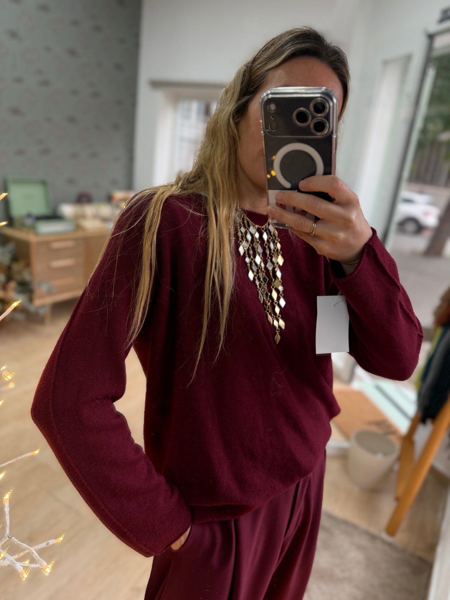 Jersey punto burdeos