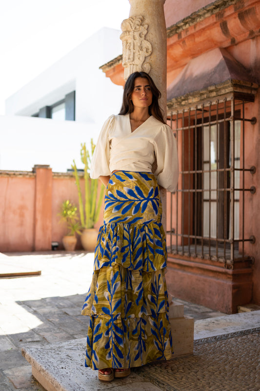 Falda Tenerife hoja lima azul