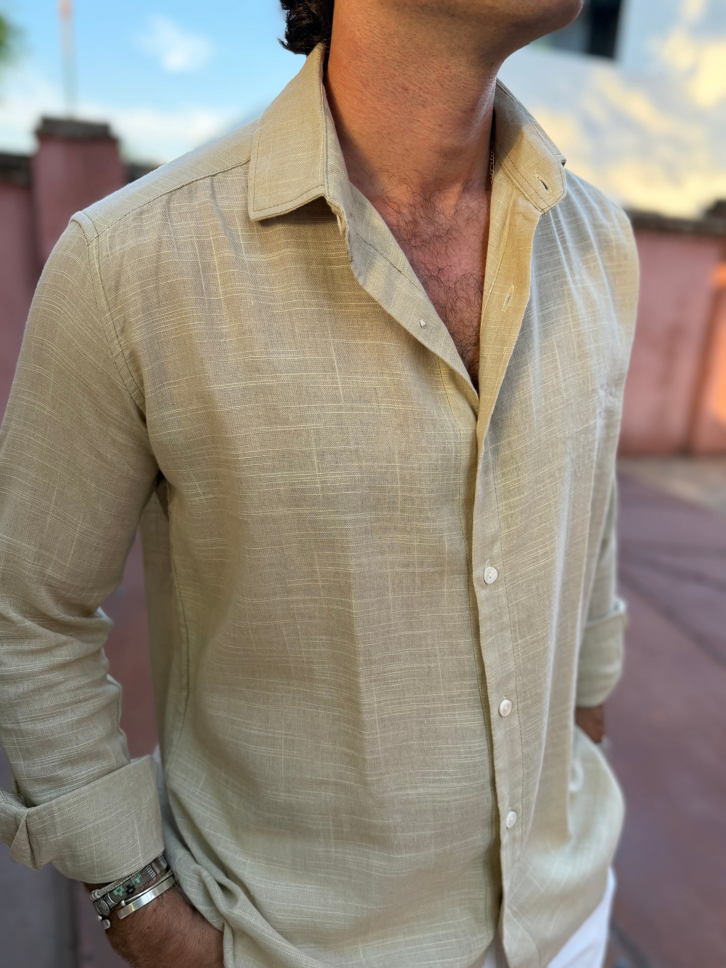 Camisa lisa beige