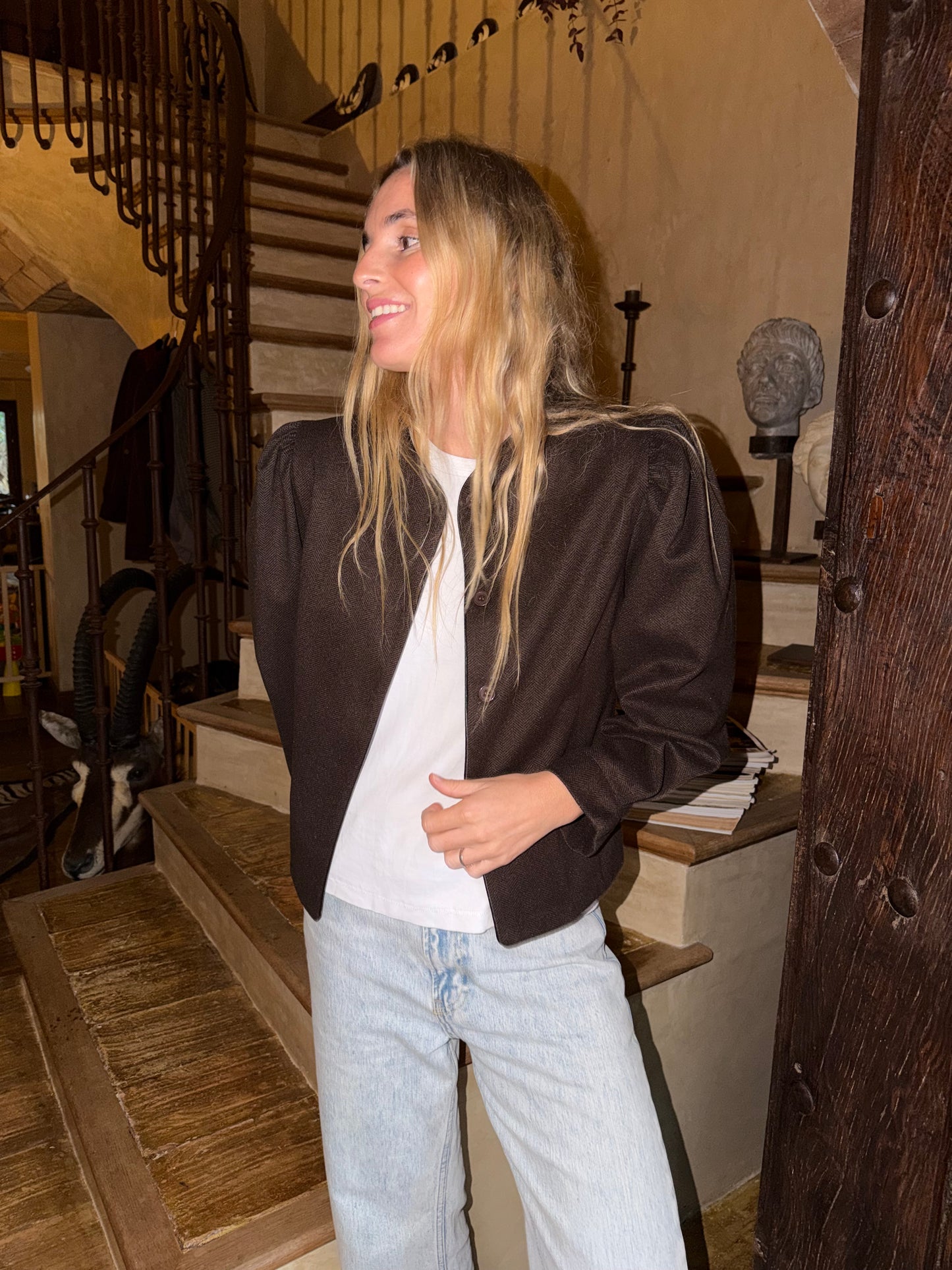 Chaqueta espiga chocolate