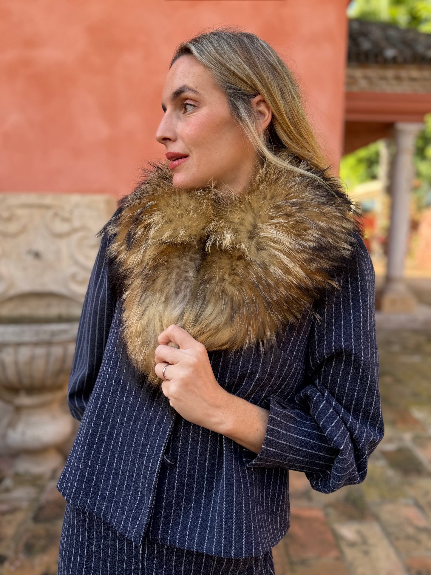 Chaqueta lana raya diplomática azul marino