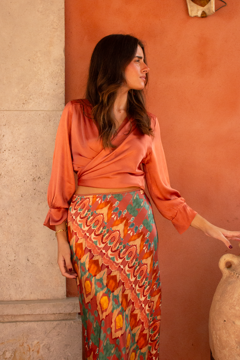 Falda raso estampada