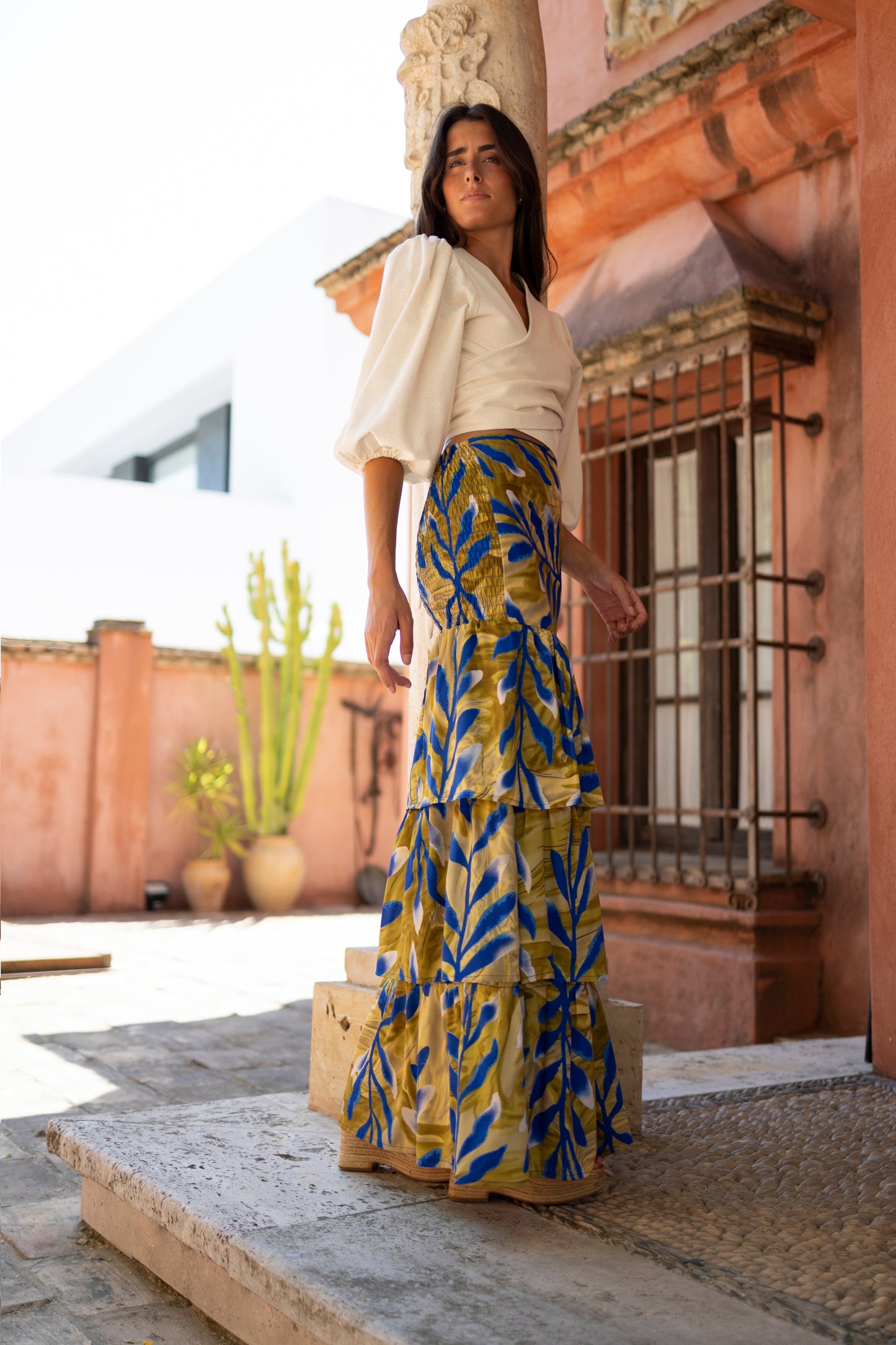 Falda Tenerife hoja lima azul