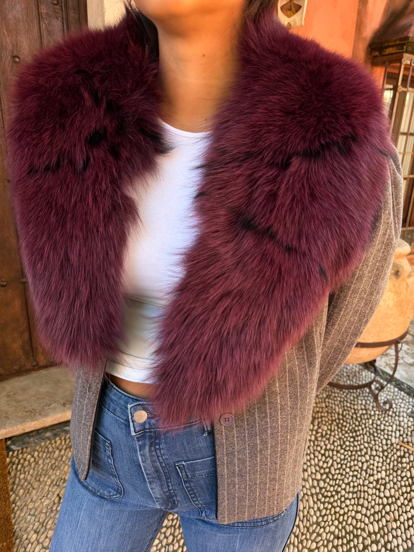 Cuello zorro burdeos