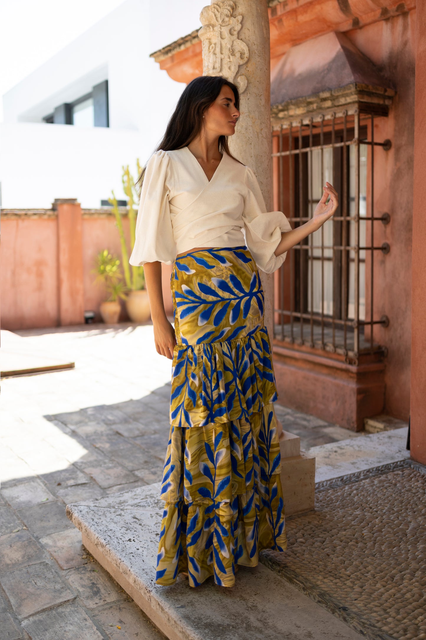 Falda Tenerife hoja lima azul