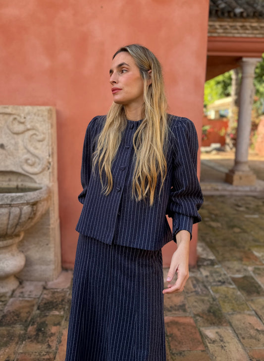 Chaqueta lana raya diplomática azul marino