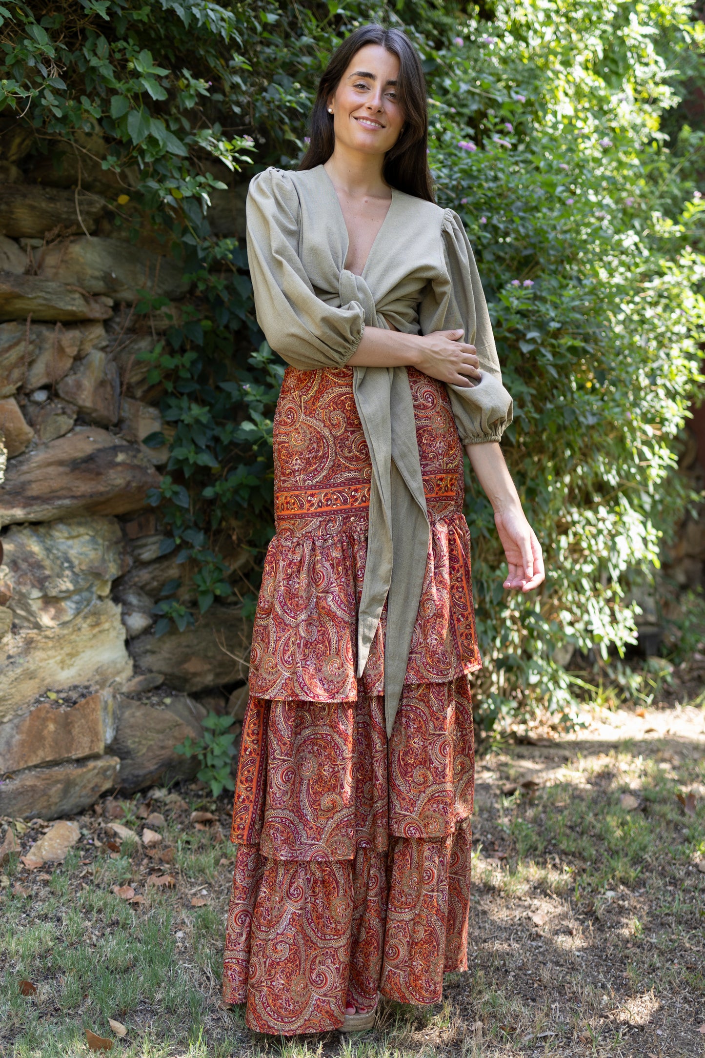 Falda tenerife cashmere burdeos