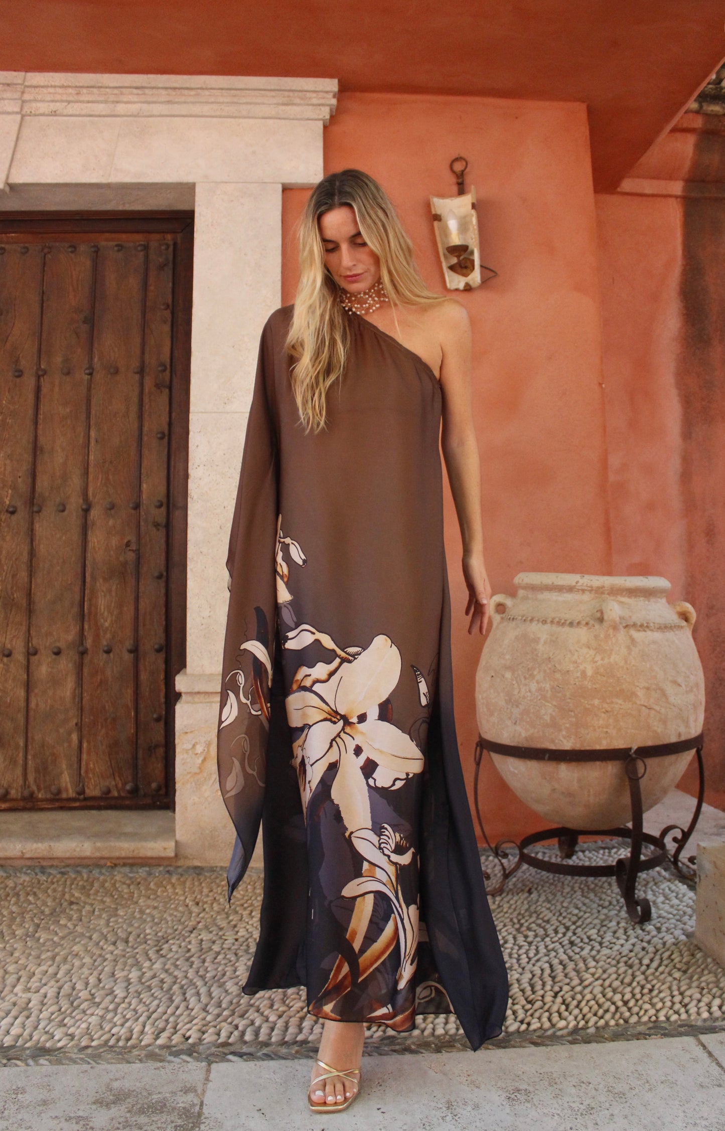 Vestido seda chocolate