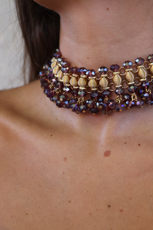 Choker cristal berenjena