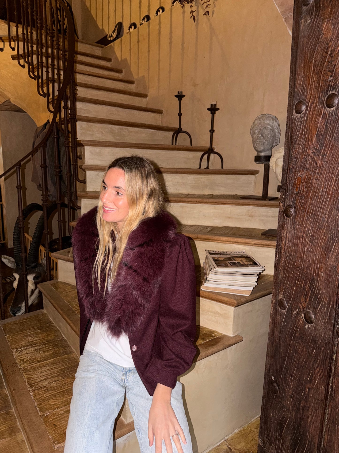 Chaqueta espiga berenjena