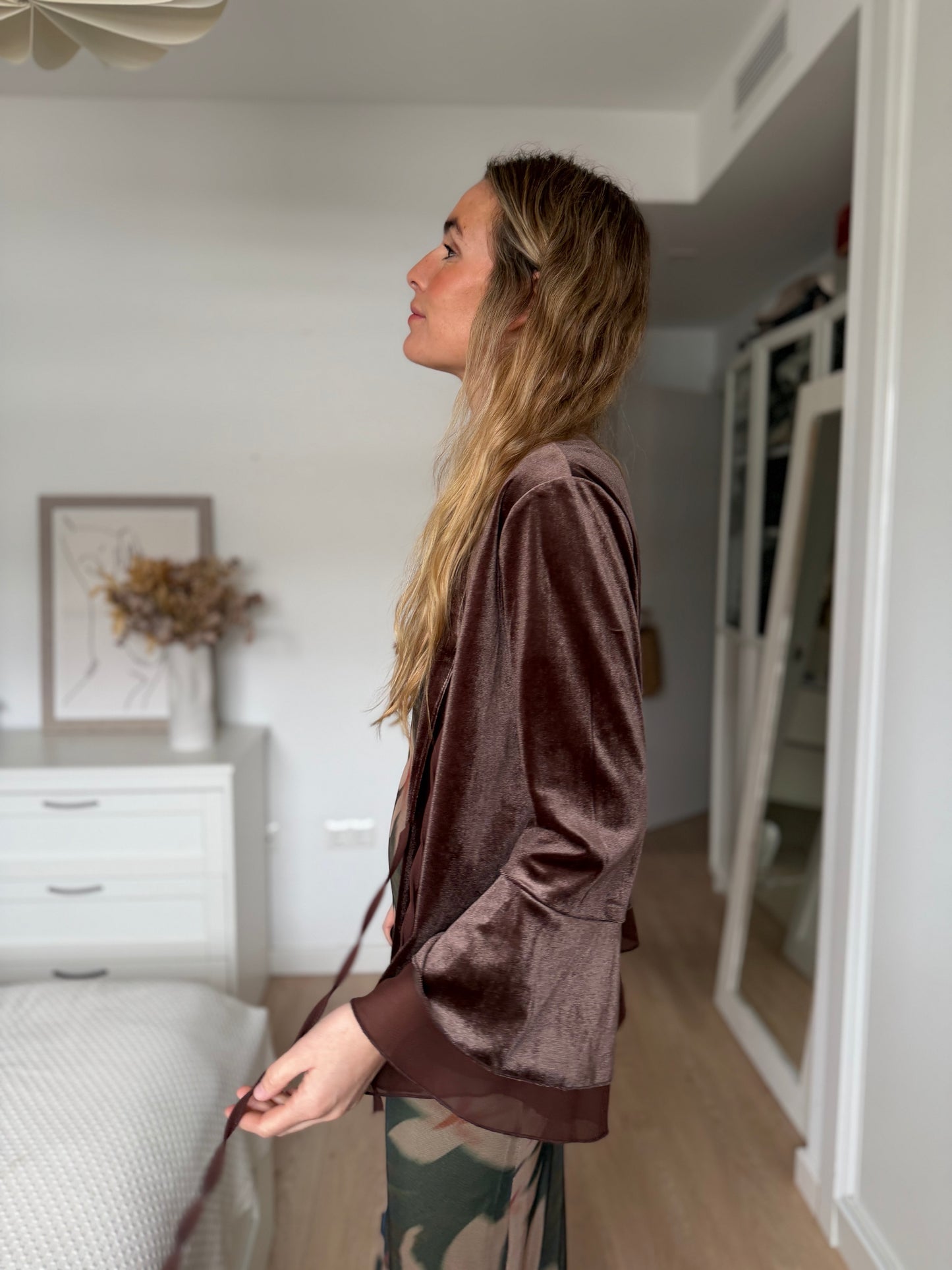 Vestido tul flores verde