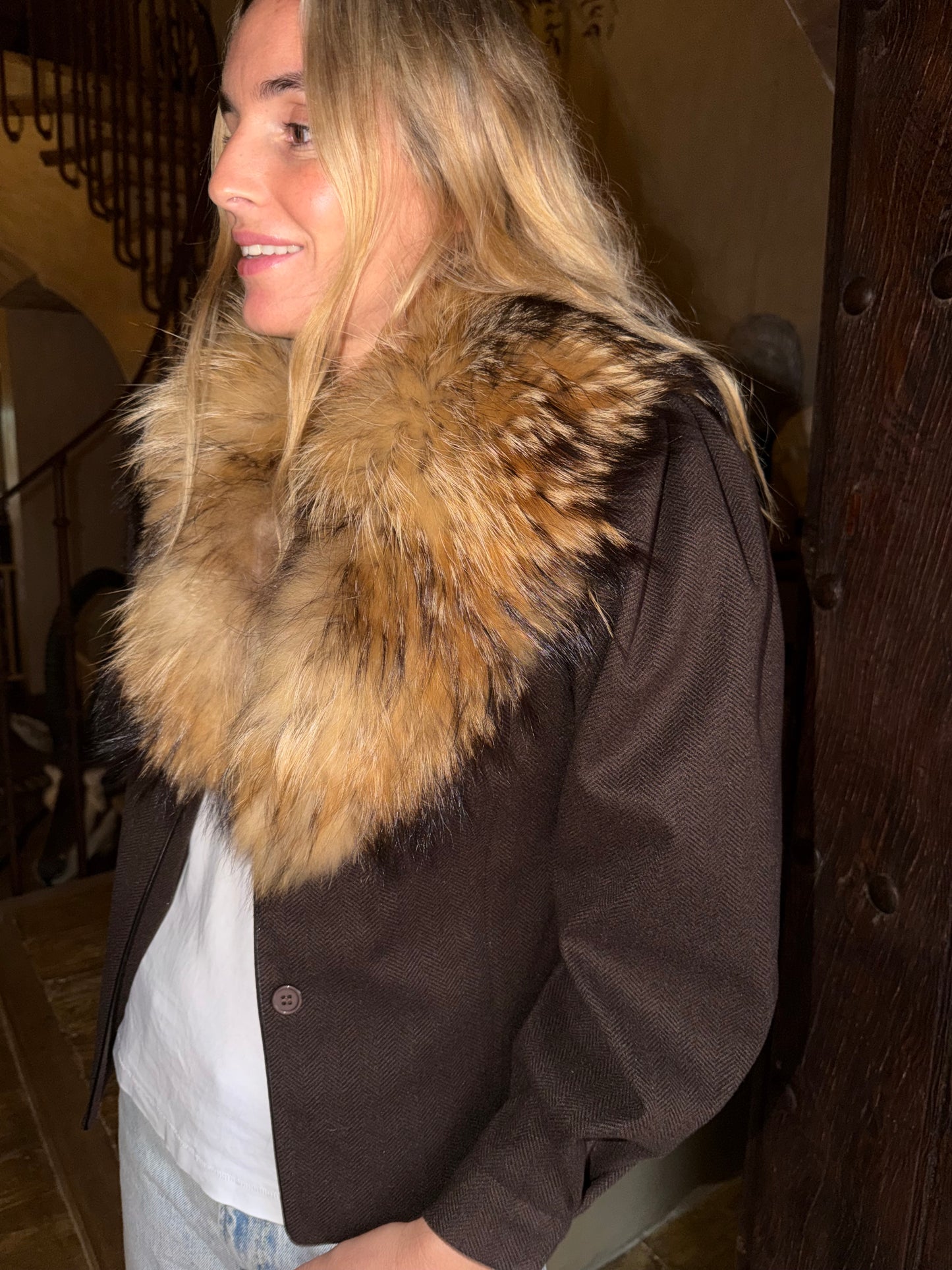 Chaqueta espiga chocolate