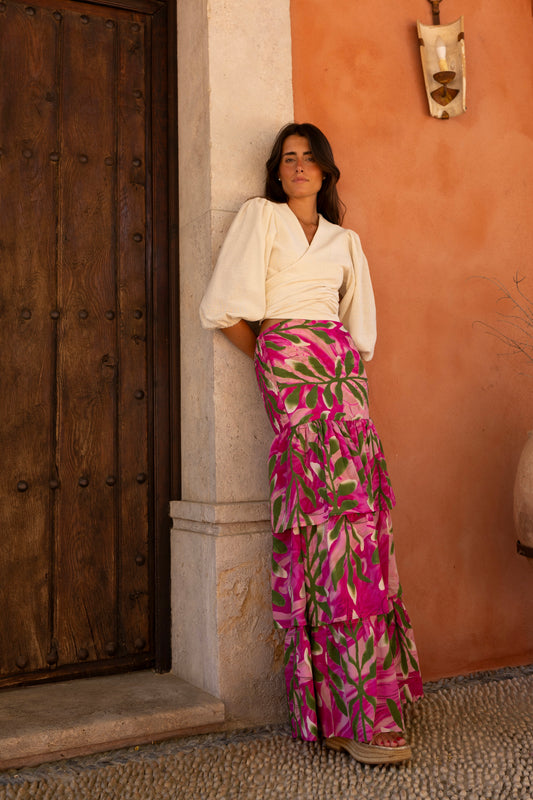 Falda Tenerife hoja fucsia