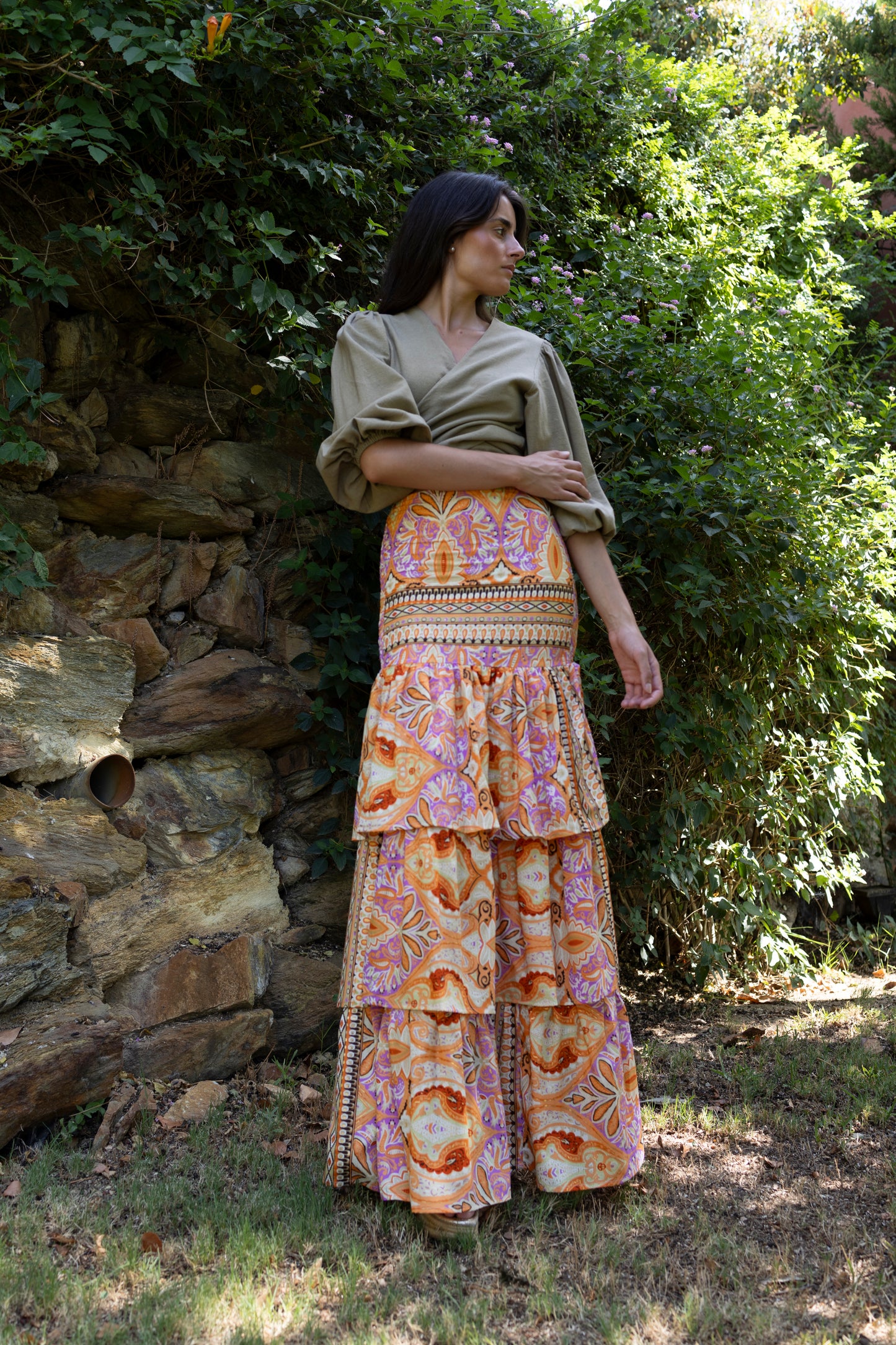 Falda Tenerife flor naranja