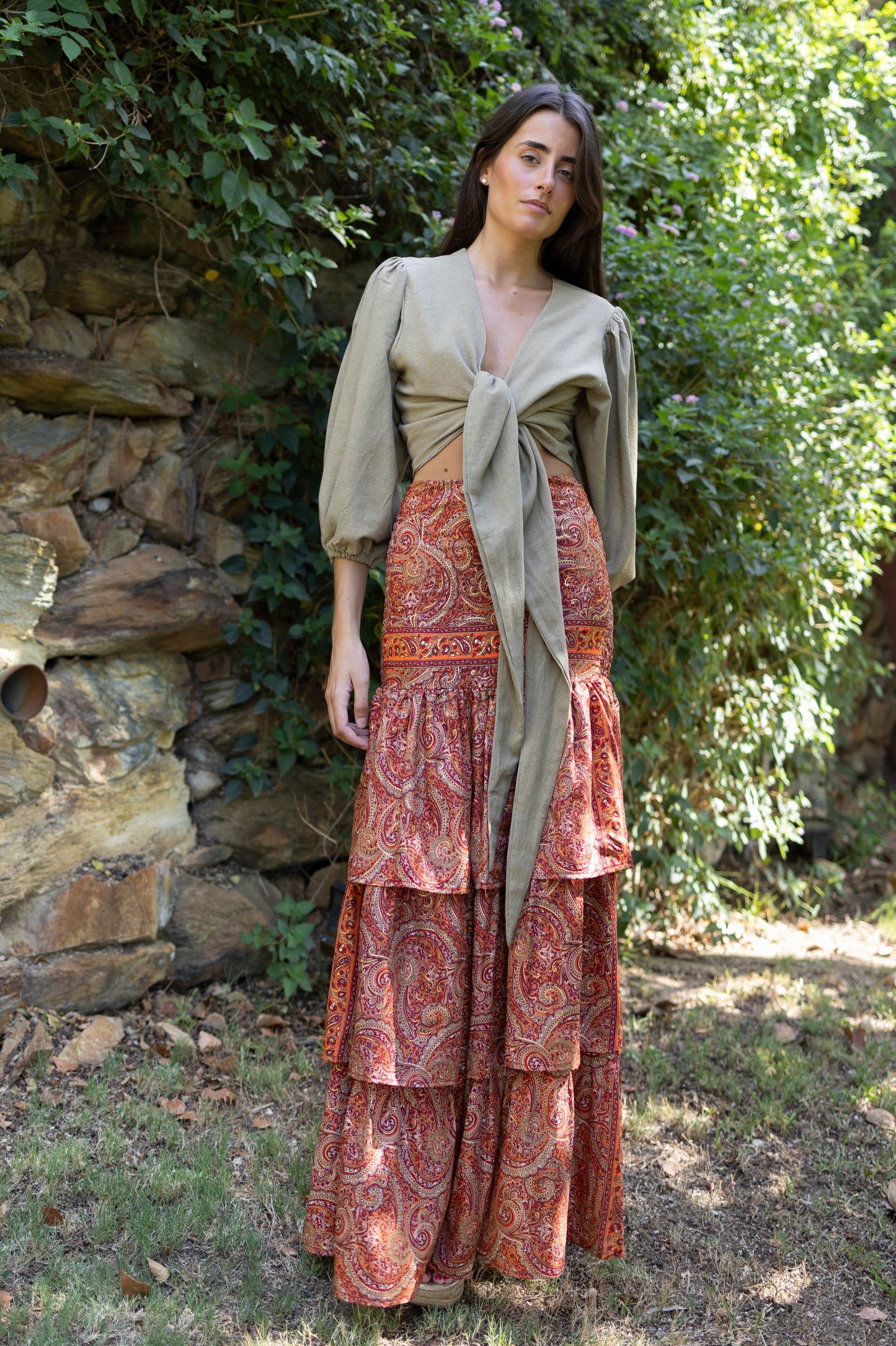 Falda tenerife cashmere burdeos
