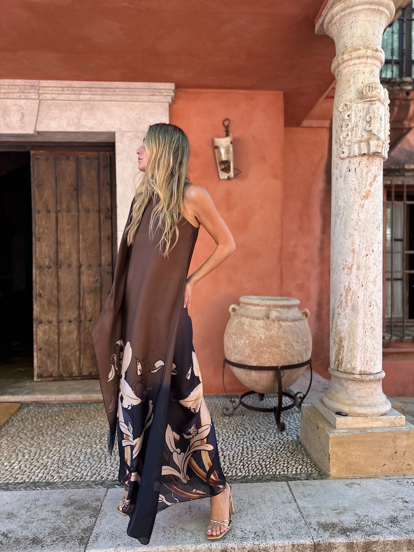 Vestido seda chocolate