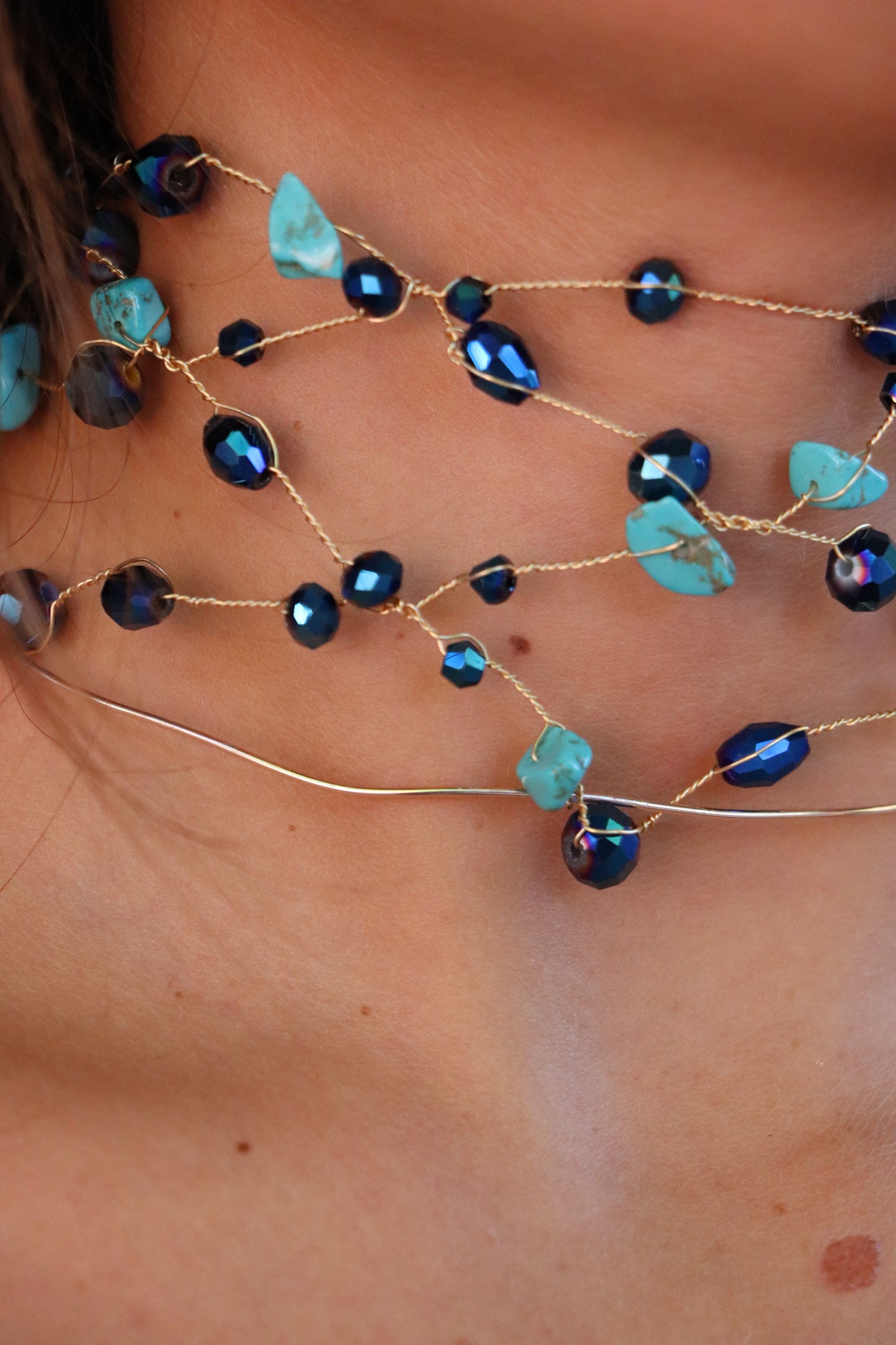 Choker piedras tonos azules
