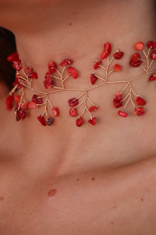 Choker piedras rojo