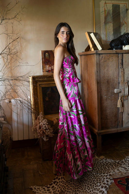 Conjunto Lanzarote hoja fucsia