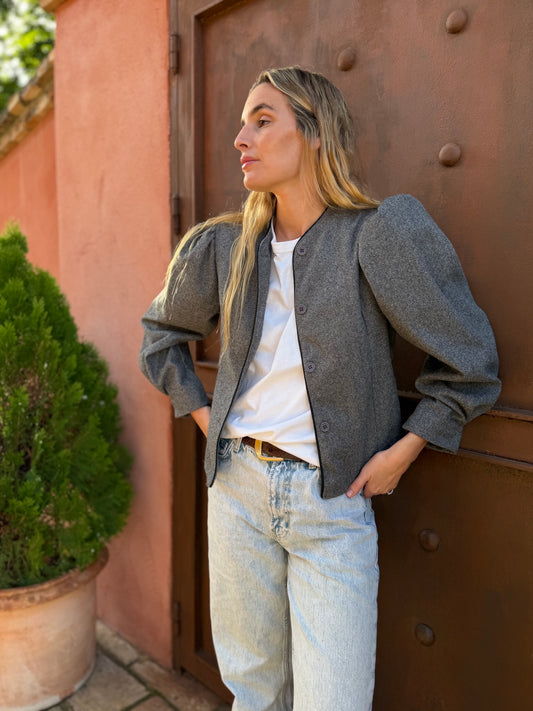 Chaqueta espiga gris