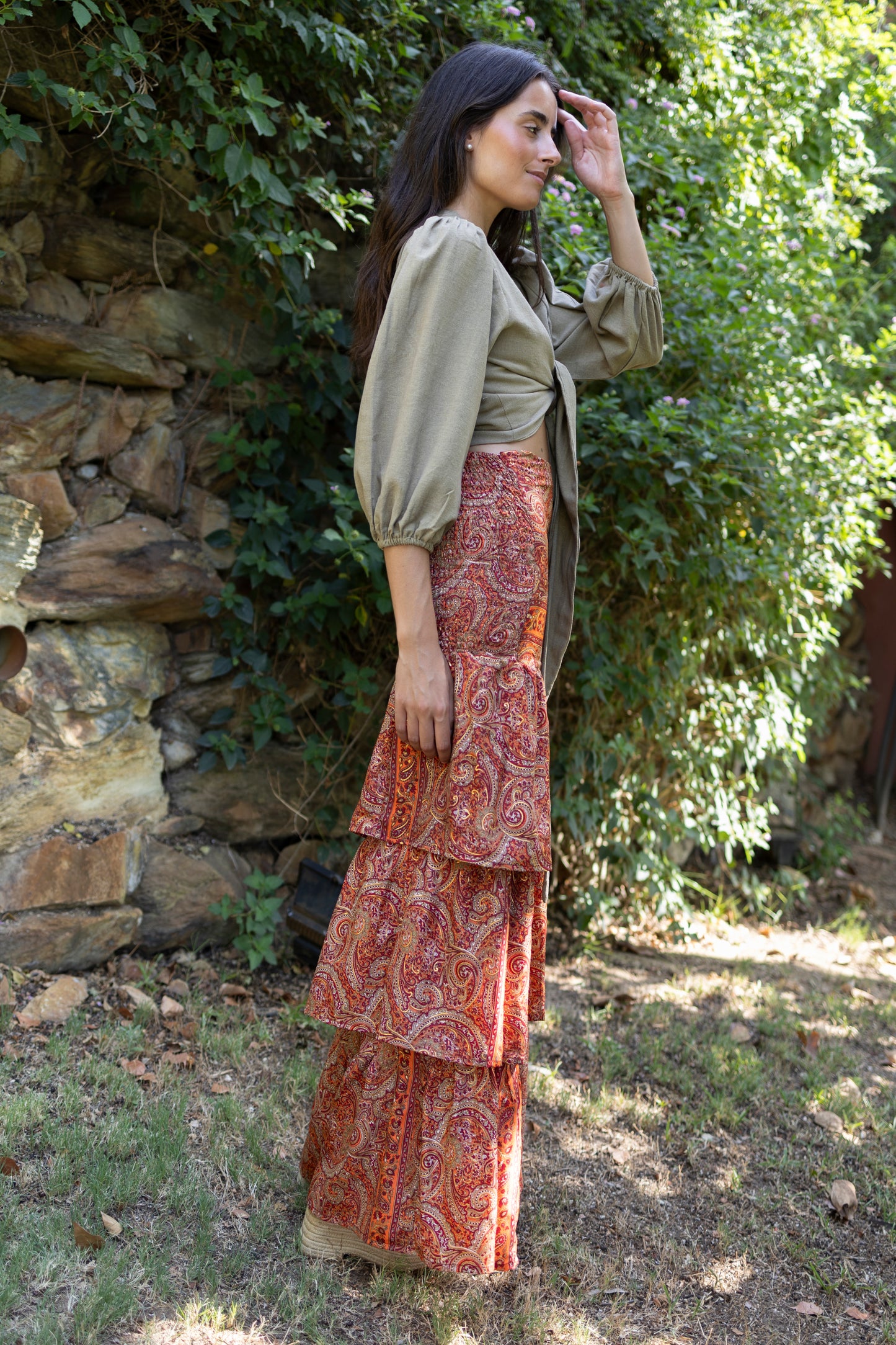 Falda tenerife cashmere burdeos