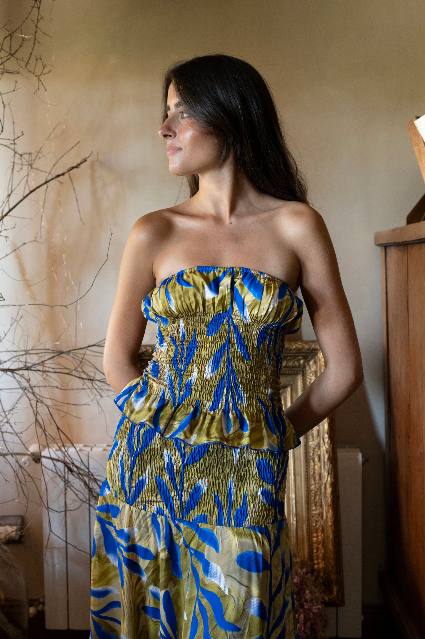 Conjunto Lanzarote hoja lima azul