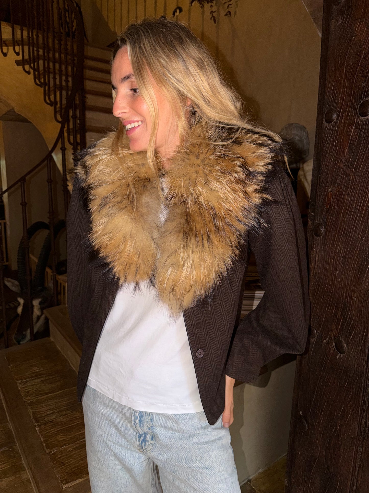 Chaqueta espiga chocolate