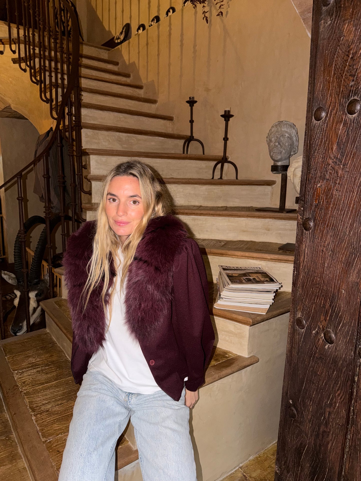 Chaqueta espiga berenjena