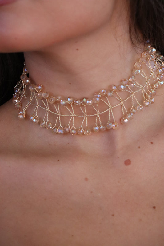 Choker bolitas beige