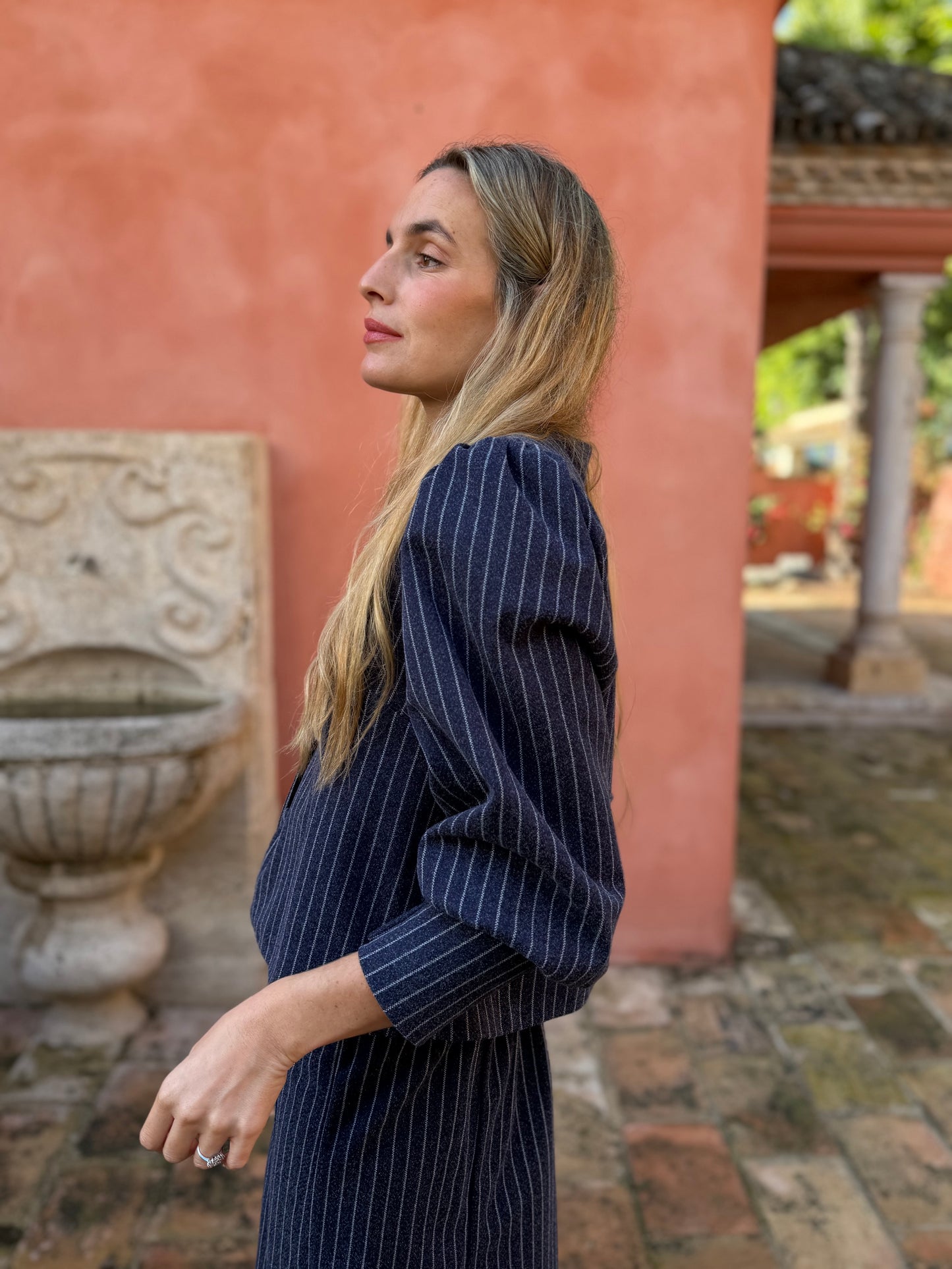 Chaqueta lana raya diplomática azul marino