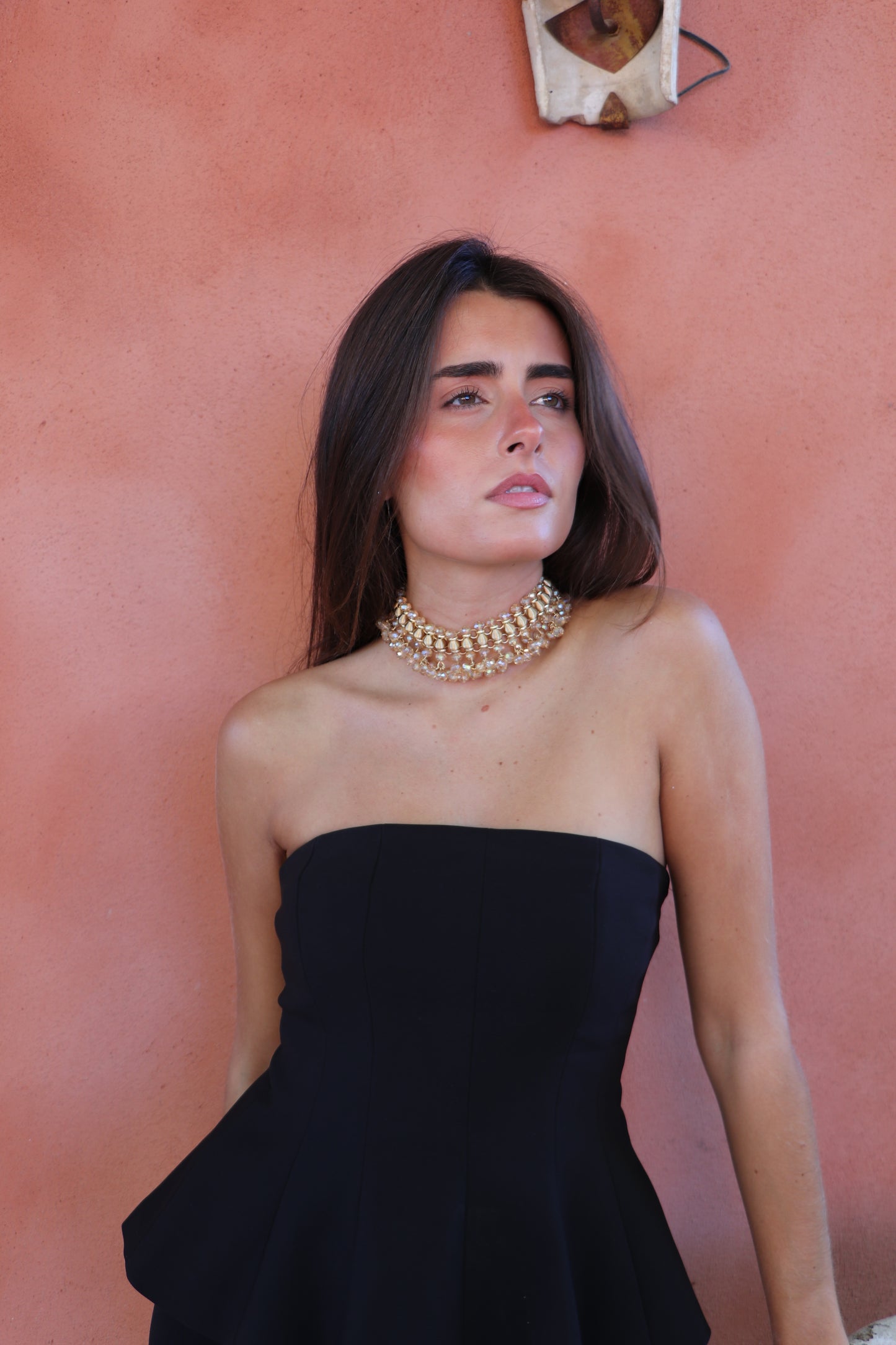 Choker cristal beige