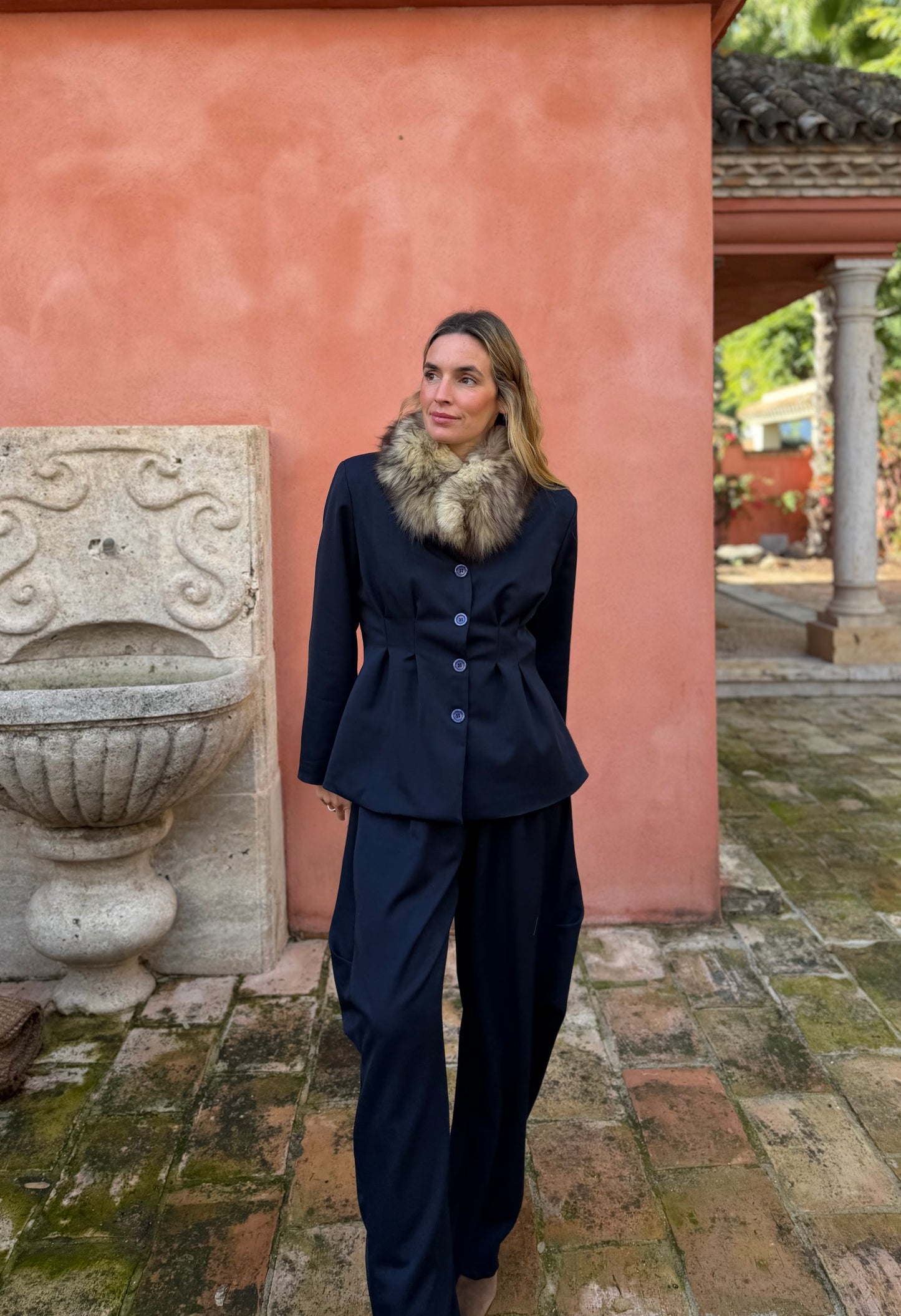 Pantalón traje tablas azul marino