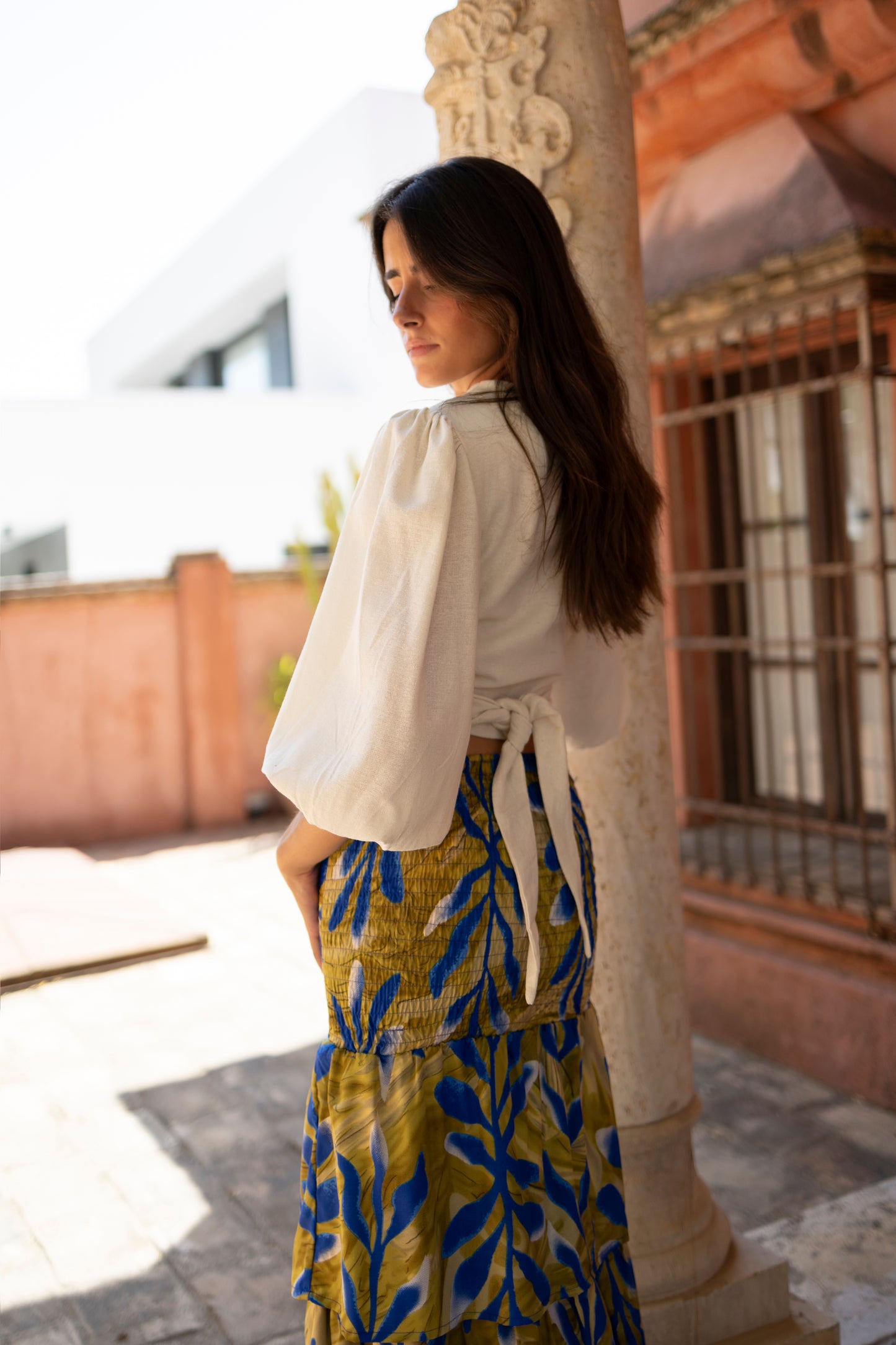 Falda Tenerife hoja lima azul