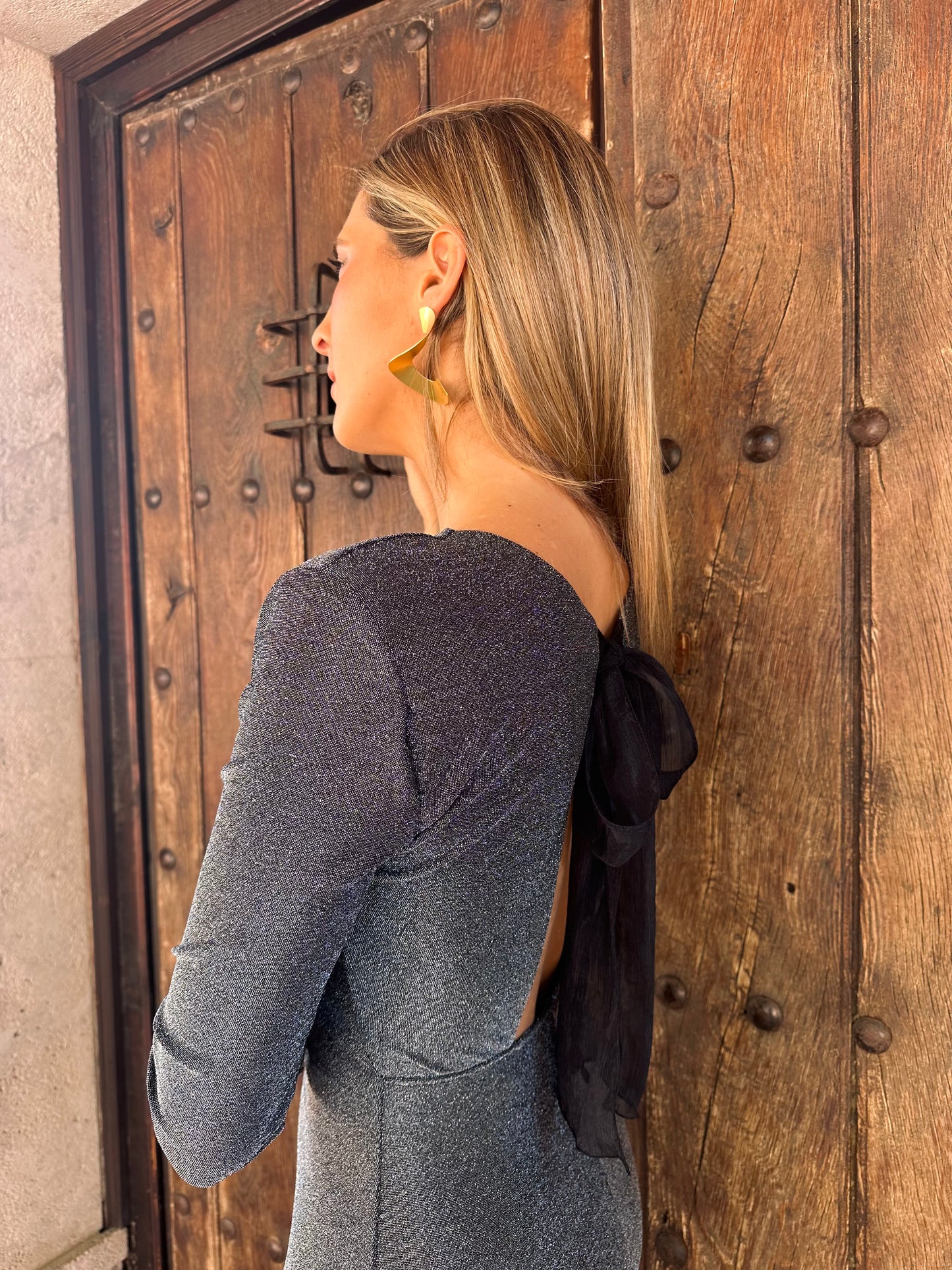 Vestido brillo gris plomo
