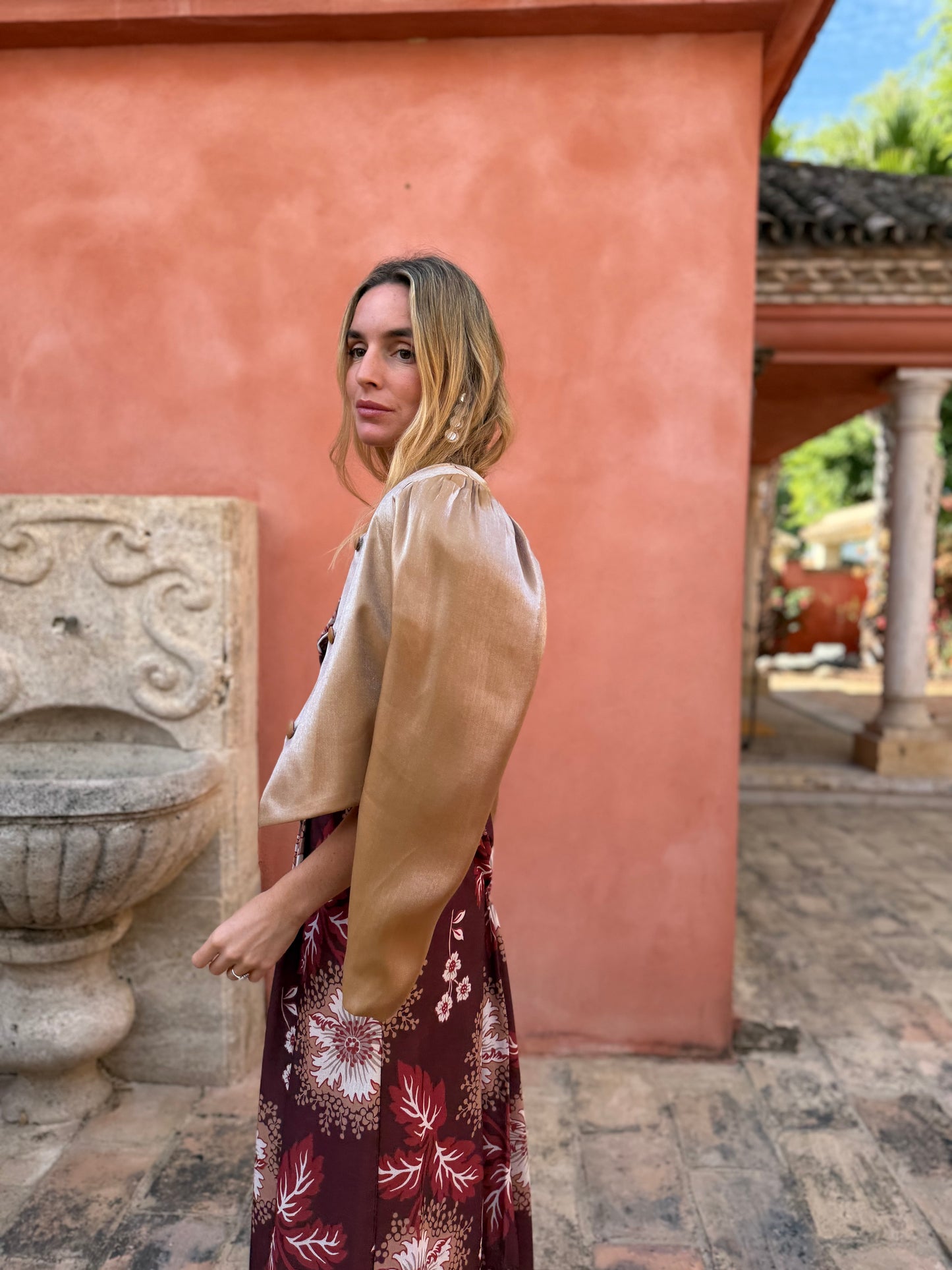 Vestido Tablas Burdeos