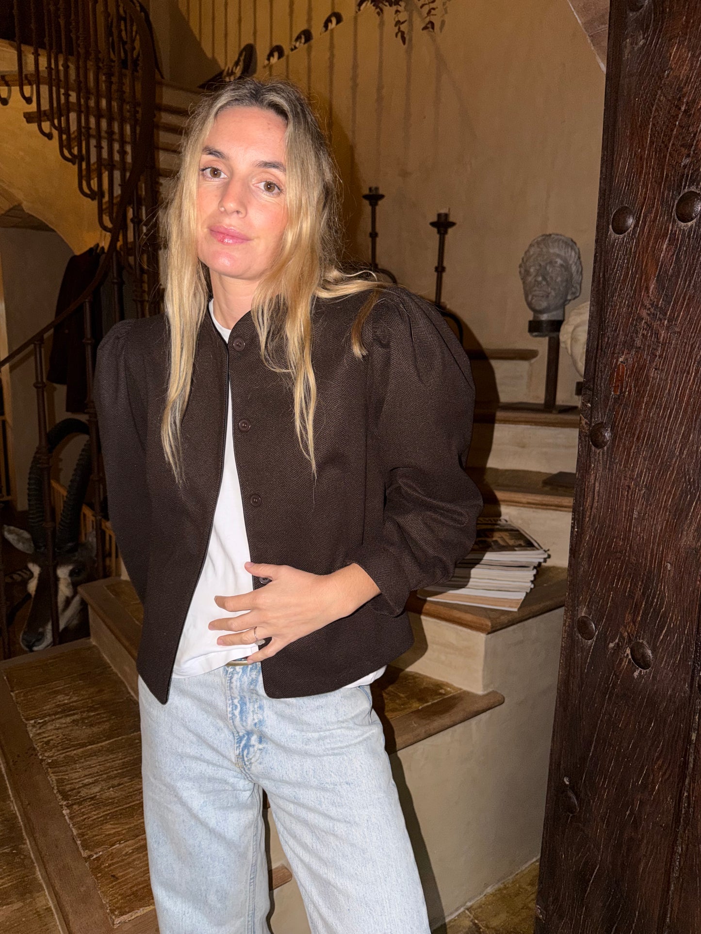 Chaqueta espiga chocolate