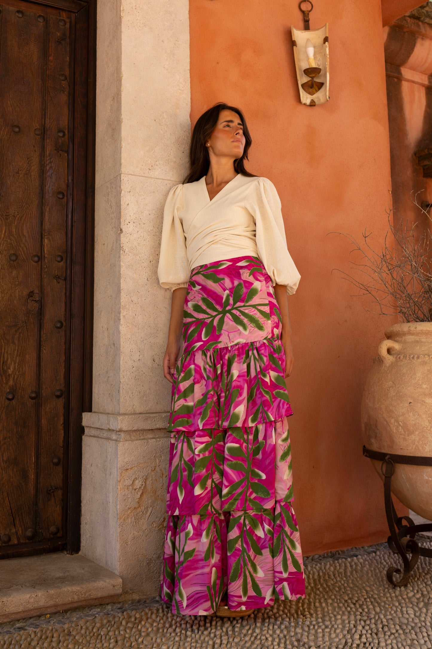 Falda Tenerife hoja fucsia