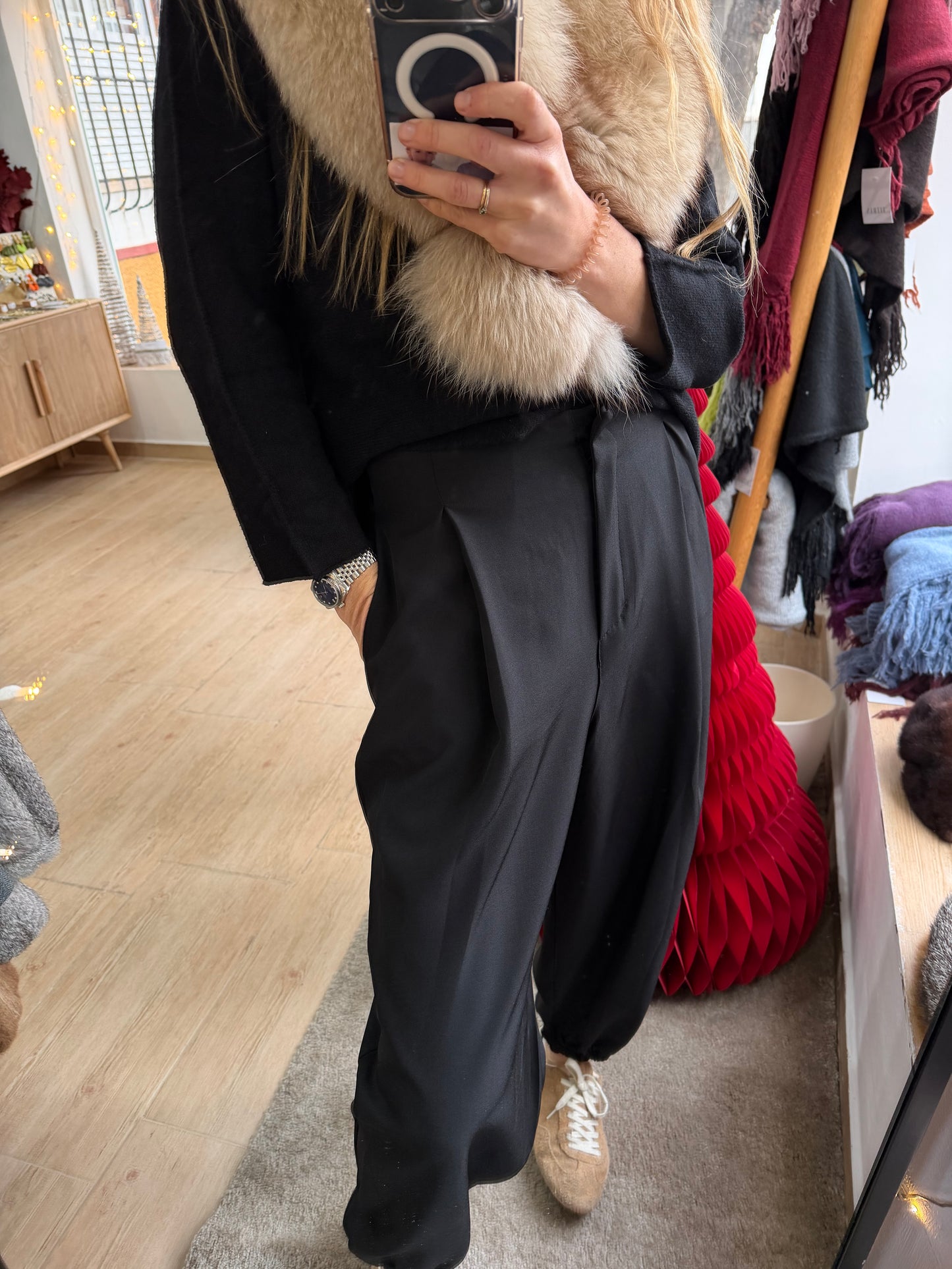 Pantalón ancho elástico negro