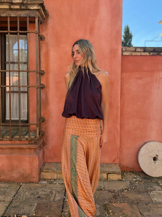 Top halter berenjena