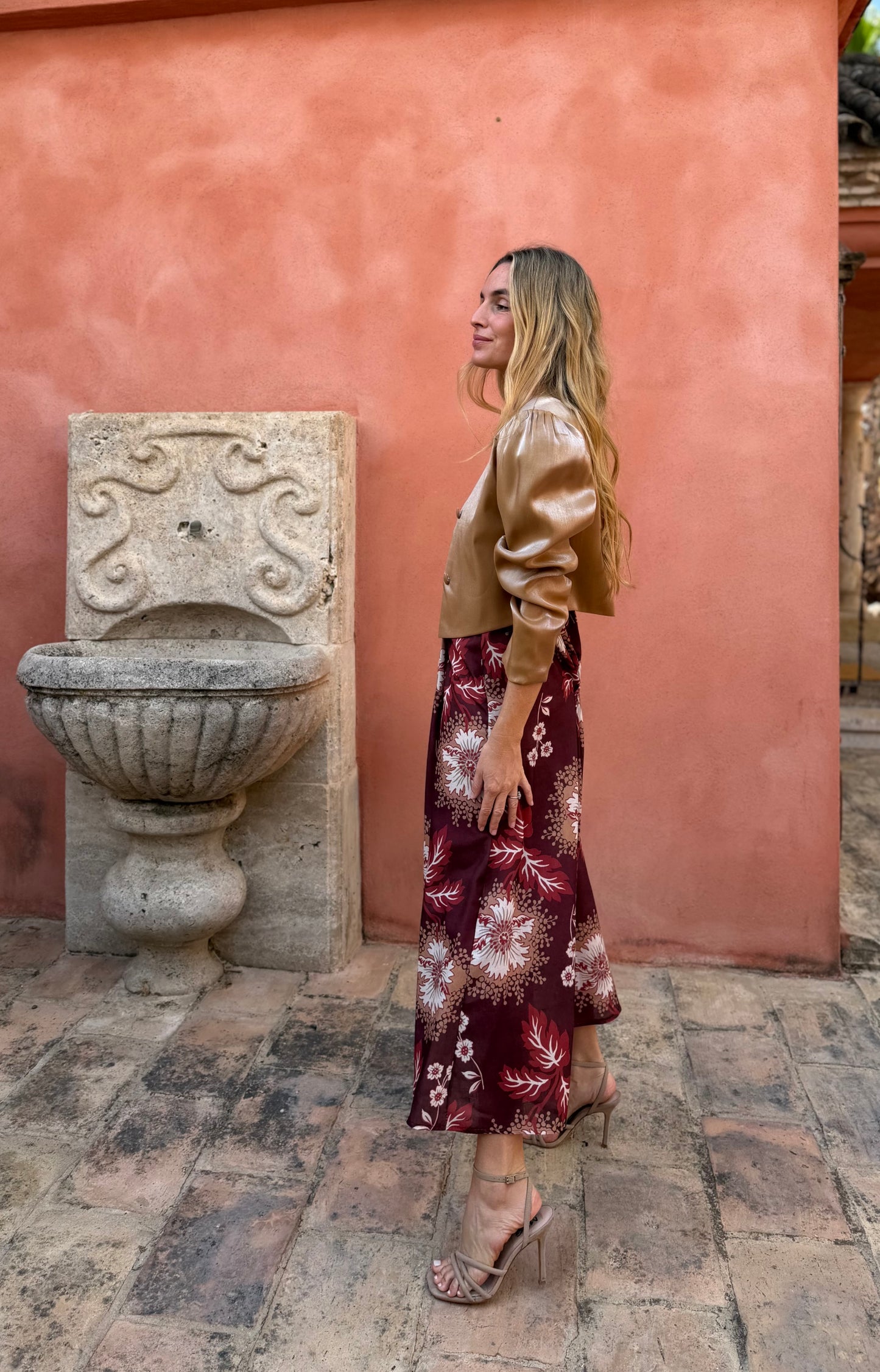 Vestido Tablas Burdeos