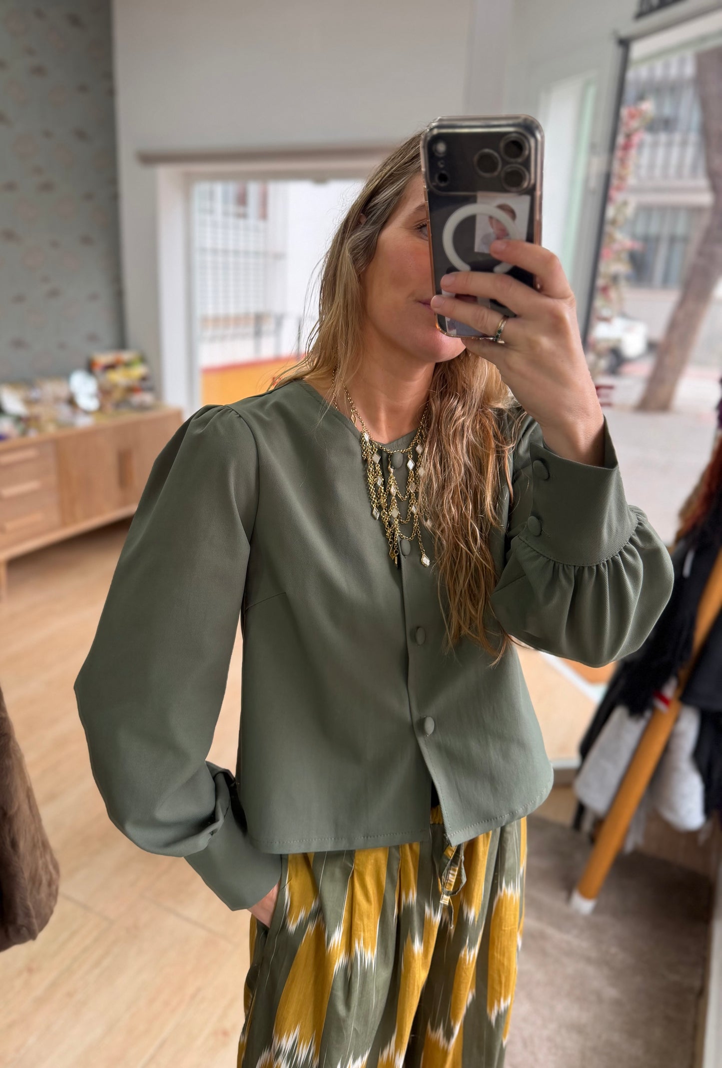 Chaqueta lisa verde